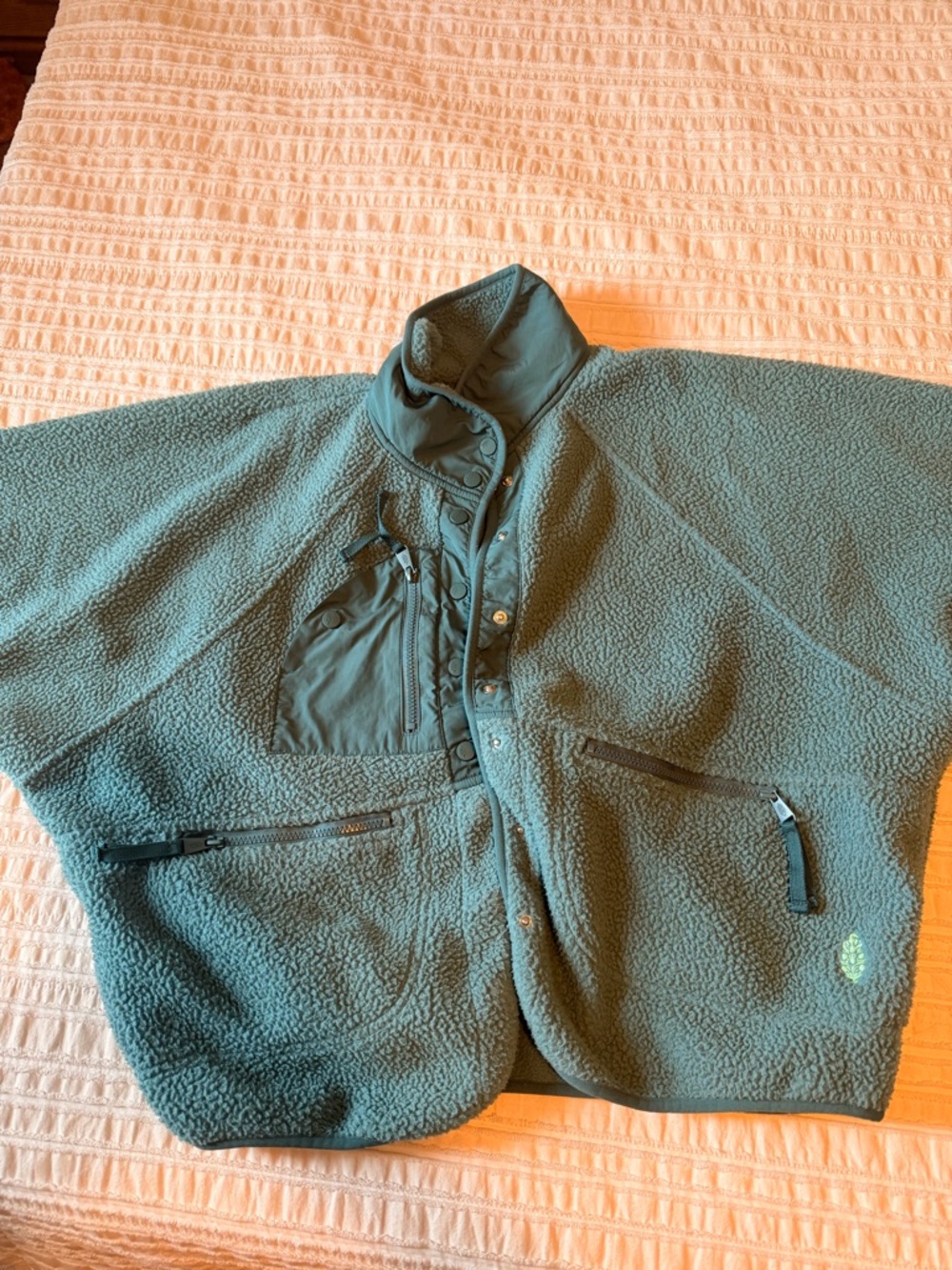 Free People Hit The Slopes Fleece Jacket Midnight Jade Size Medium